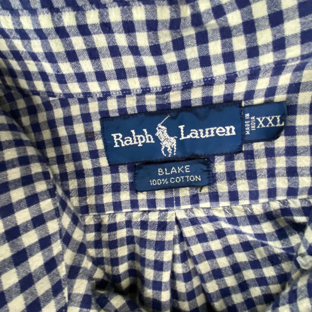 Polo Ralph Lauren Blake Shirt Mens XXL Blue White Gingham Check Cotton NWT